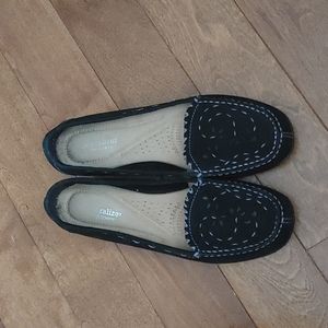 Naturalizer Prenzie Womens 9.5 Black Suede Leather Padded Slip on Loafers